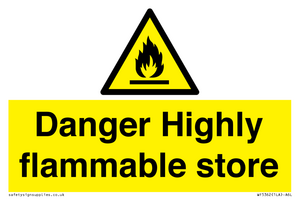 Danger Highly flammable store sign